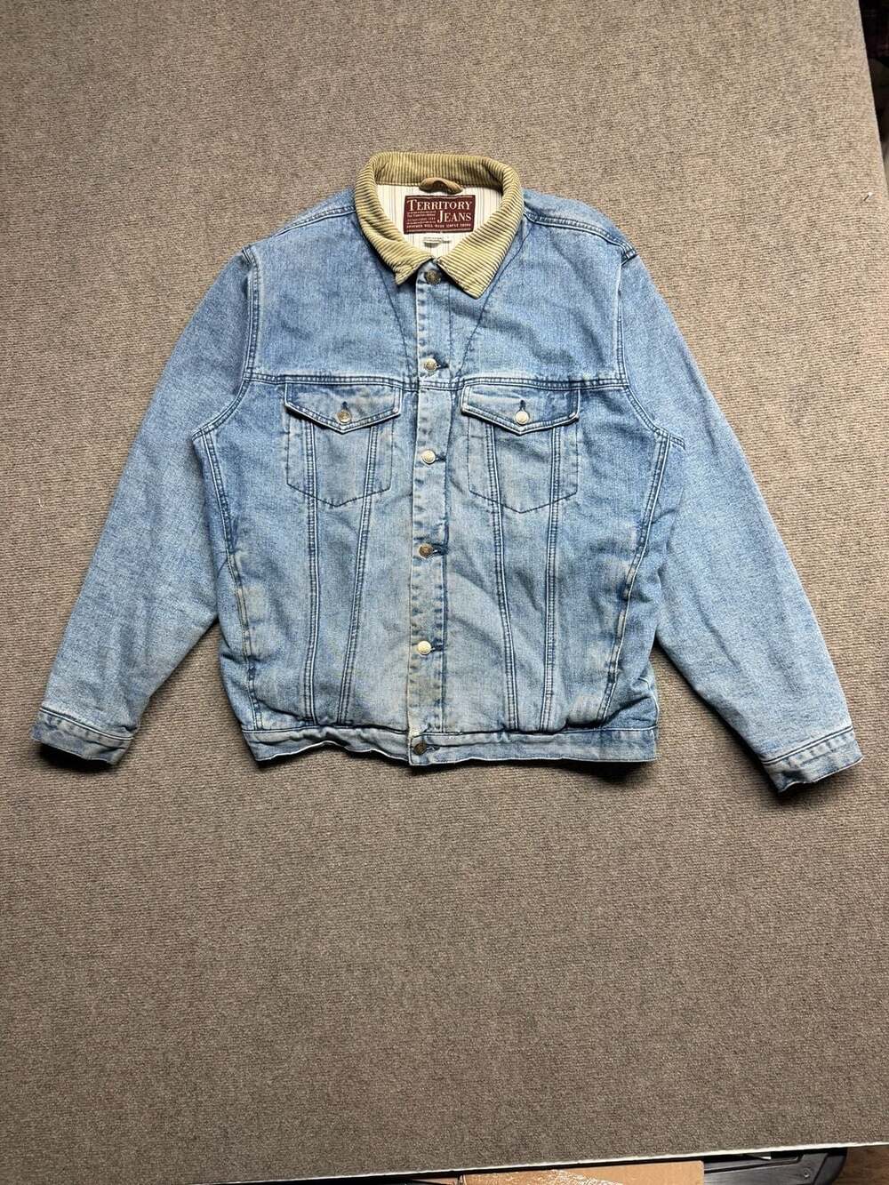 Territory Jeans Denim Jacket Size L Corduroy Collar